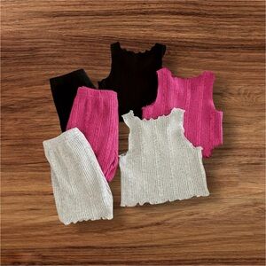 NWOT Ribbed Knit Tank Tops in Black, Pink, and Gray